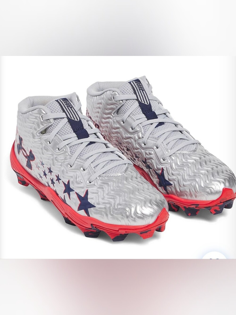 Under Armour Boys' Spotlight Hammer Jr. USA Football Cleats Size 3 - Picture 3 of 8